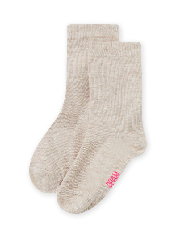 Girl's iridescent ecru socks MYAJOSCHO2 / 21WI0113SOQ006