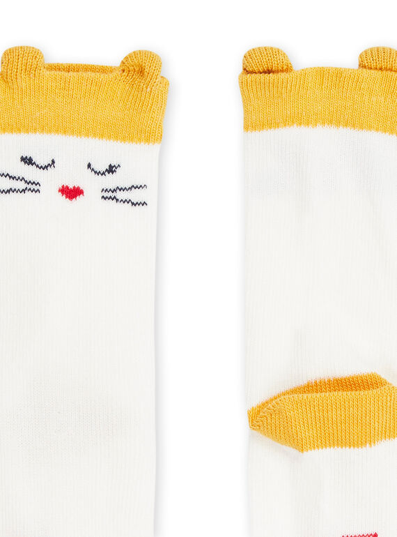 Ecru socks with 3D cat ears animation RYIJOSOQ6 / 23SI0972SOQ001
