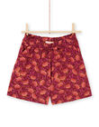 Girl's burgundy and orange shorts with foliage print LATERSHORT3 / 21S901V2SHO719