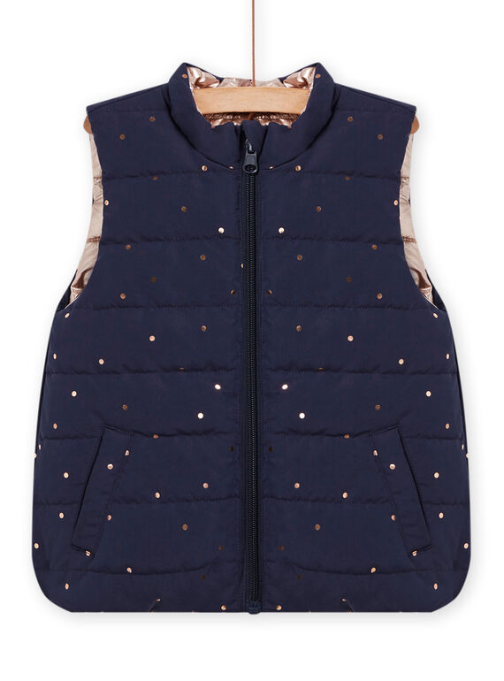 Navy blue reversible sleeveless down jacket child girl NAPOIDOUNEX / 22S901D4D3E070