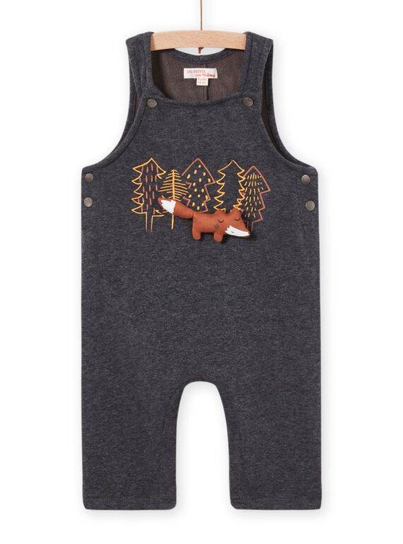 Baby boy charcoal grey overalls with fancy foxes MUSAUSAL / 21WG10P1SAL944