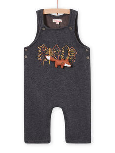 Baby boy charcoal grey overalls with fancy foxes MUSAUSAL / 21WG10P1SAL944