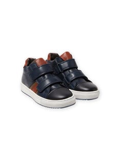Navy blue high top sneakers with colorful details child boy MOBASNEWMAR / 21XK3671D3F070