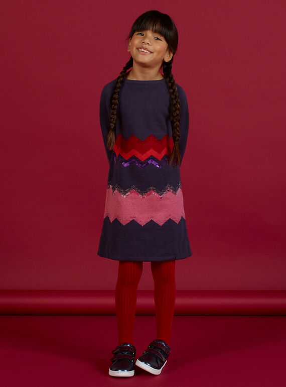 Child girl knitted dress with sequins MAFUNROB2 / 21W901M1ROBH703