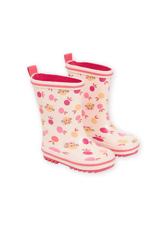 Pink rain boots with cat and fruit print RIPLUICERI / 23KK3711D0C030