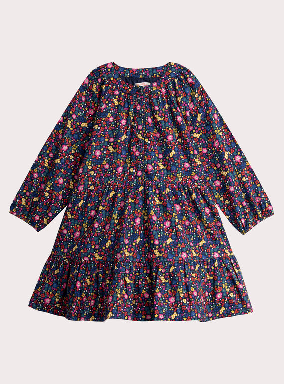 Colorful floral printed navy dress for girls  VAROROB2 / 24W901P3ROB070