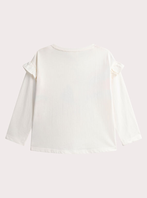 Ecru t-shirt with ruffled sleeves WAKATEE1 / 25S90131TML001