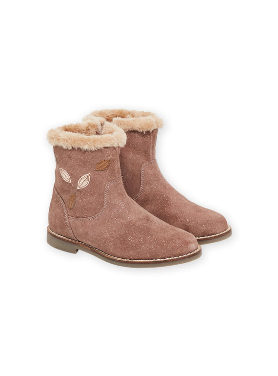 Filled boots in iridescent leather crust PABOTTFEUIL / 22XK3594D10030