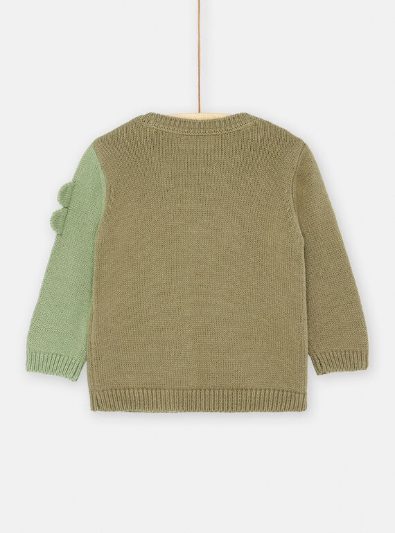 Baby Boy Military Green Dinosaur Animation Sweater SUVERPUL / 23WG10J1PULG631
