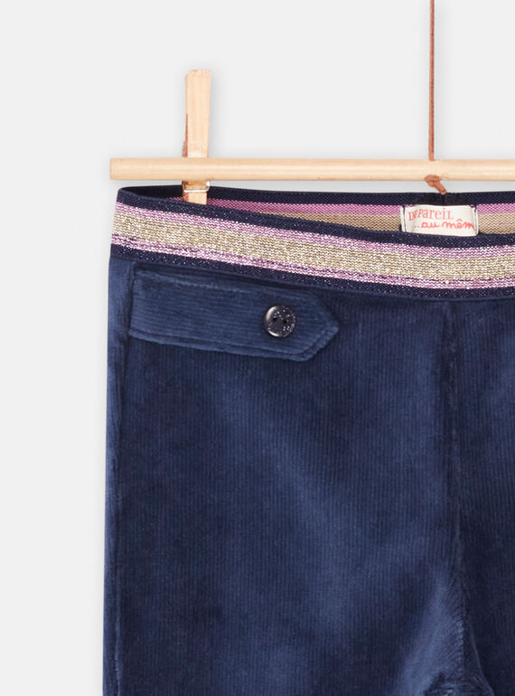 Girl's navy blue velvet pants SAJOMIL3 / 23W901M1PAN070