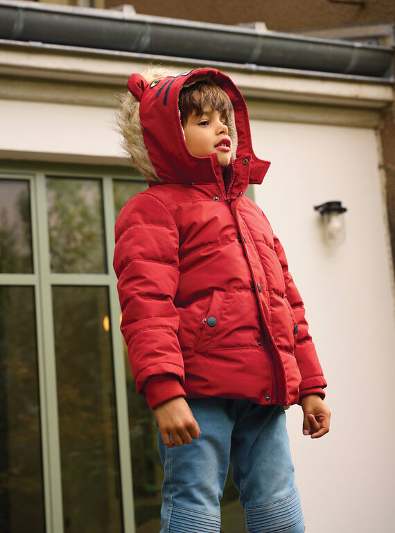 Red hooded down jacket SOGRODOU2 / 23W902D2D3E410