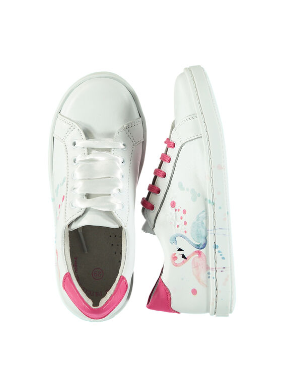 Girls? smart printed leather trainers FFBASFLAM / 19SK3541D3F000