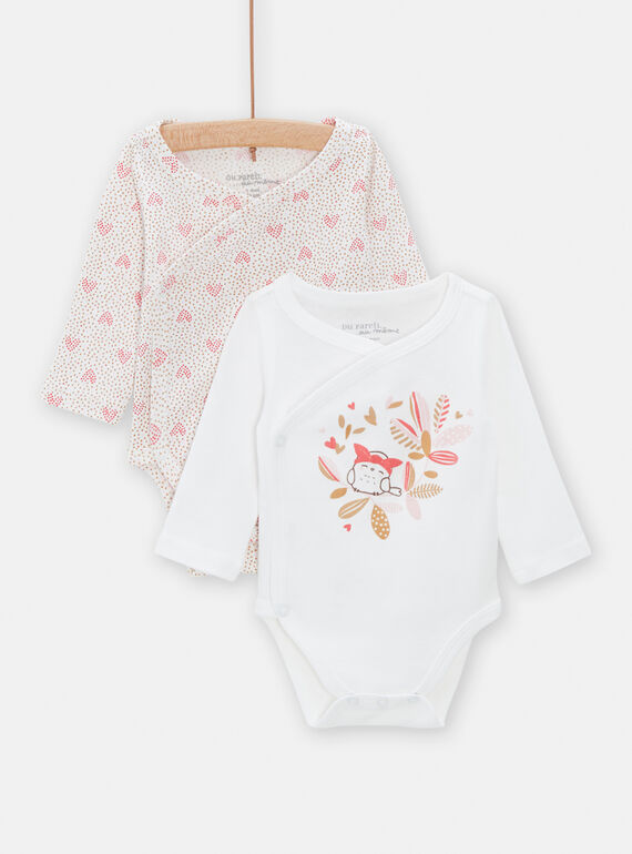 Set of 2 off-white and pink baby girl bodysuits TOU1BOD4 / 24SF03H1BDNA001