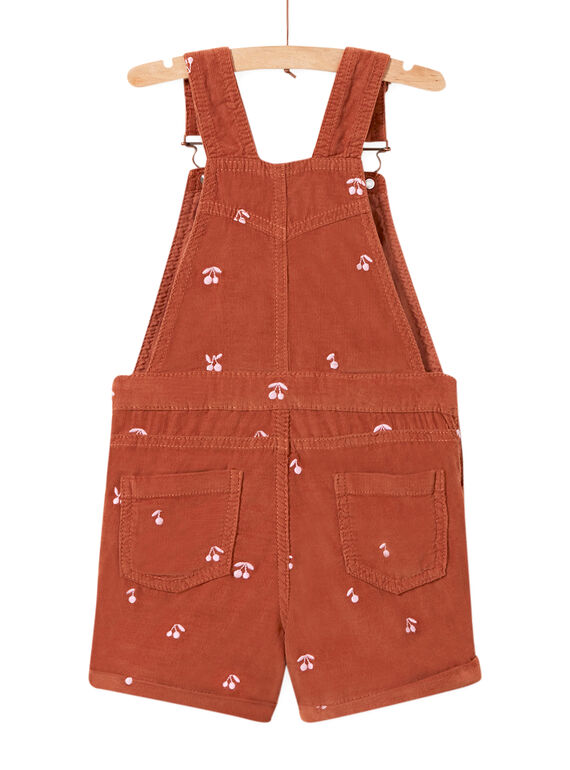 Child girl's short velvet dungarees with cherry print MACOMSAC / 21W901L1SAC420