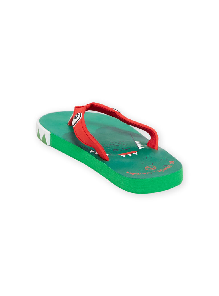 Green and red flip-flops with crocodile print child boy NOTONGCROC / 22KK3681D01050