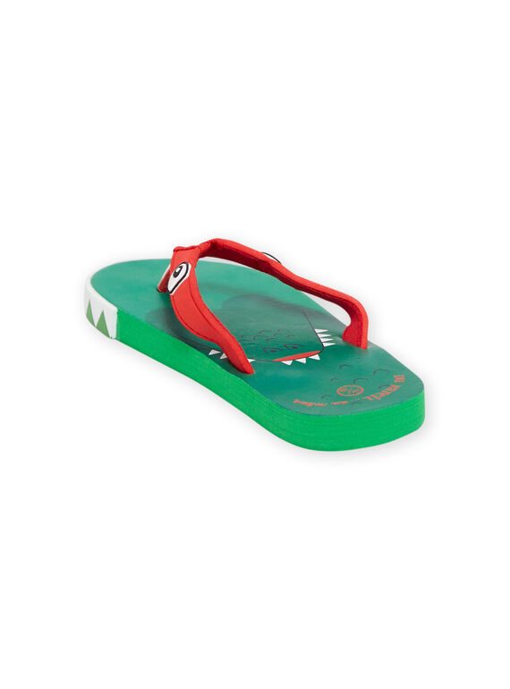 Green and red flip-flops with crocodile print child boy NOTONGCROC / 22KK3681D01050