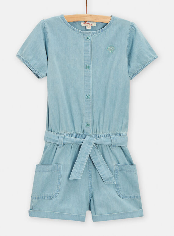 Light blue jean-effect playsuit for girls TARYCOMB / 24S901U1SACP272