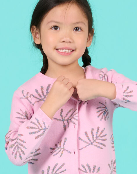 Child girl pink leaf print cardigan NAFICAR / 22S901U1CARD303