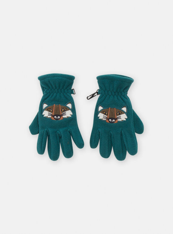 Boy's petrol blue gloves SYOGROGAN3 / 23WI02O2GAN715