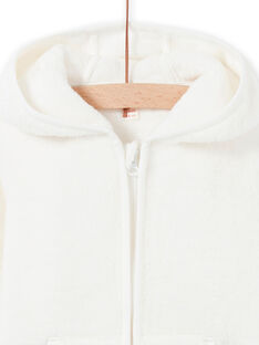 Ecru hooded vest with monster pattern in soft boa for baby boy MUHIGIL / 21WG10U1GIL001