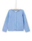 Girl's light blue chenille cardigan MAYJOCAR3 / 21W90119CAR706