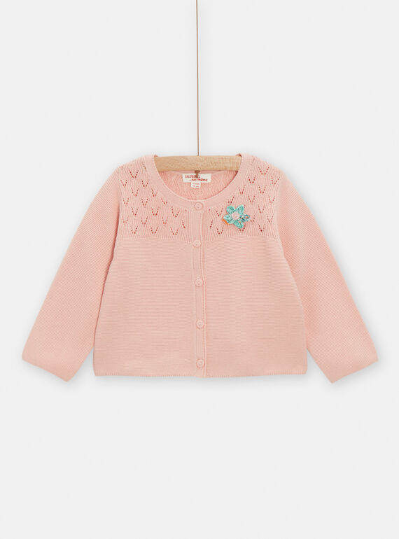 Pink cardigan for baby girls TICOCAR1 / 24SG09N1CARD329