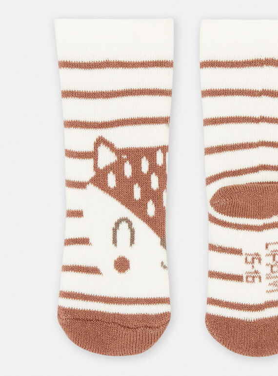 White and brown socks with mixed stripes print SOU2CHO2 / 23WF4121SOQA001
