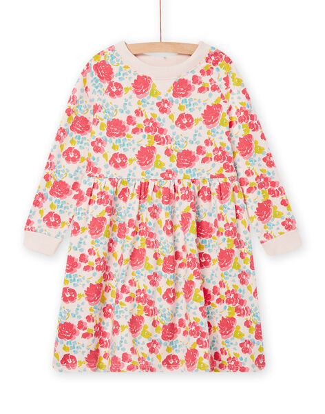 Child girl nude dress with floral print in French terry NAJOROB2 / 22S90172ROBD319
