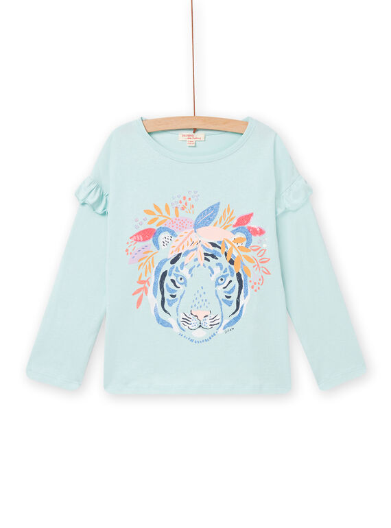 Child girl's long sleeve t-shirt in water green NAMOTEE2 / 22S901N1TML614