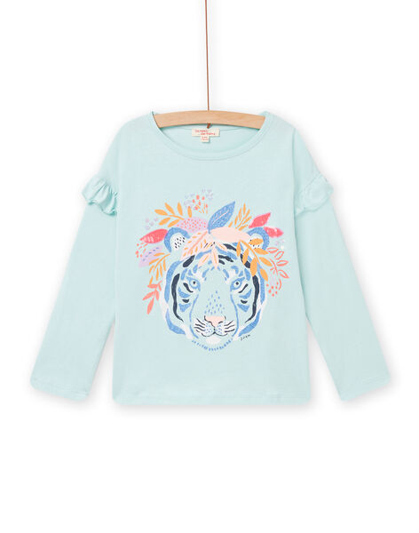 Child girl's long sleeve t-shirt in water green NAMOTEE2 / 22S901N1TML614