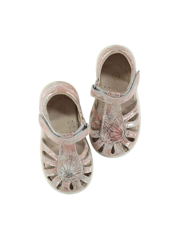 Baby girls' smart leather sandals FBFSANDPIX1 / 19SK37C4D0E030