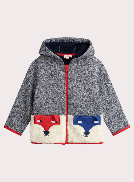 Heather blue zipped sweatshirt with fox pockets for boys  VOROGIL / 24W902P1GIL705