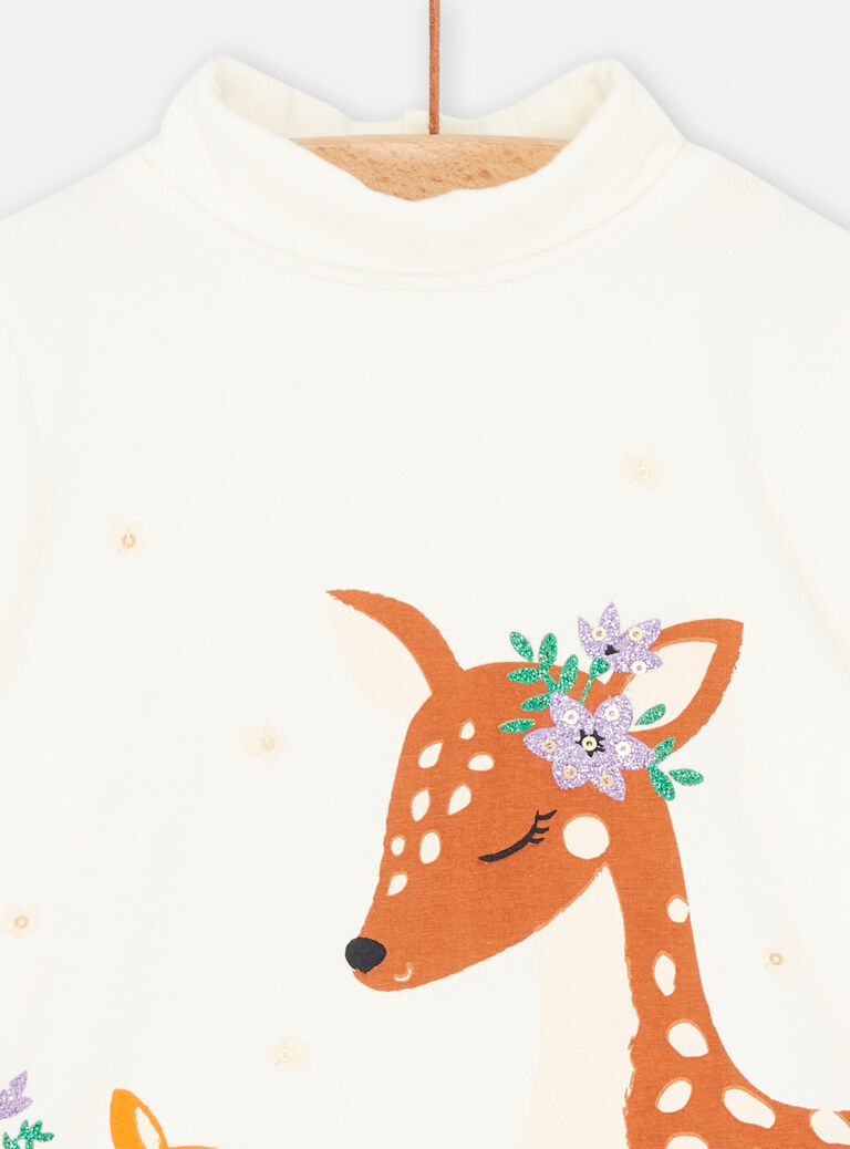 Baby girl ecru animal-patterned undershirt SIKHOSOUP / 23WG09Q1SPL001