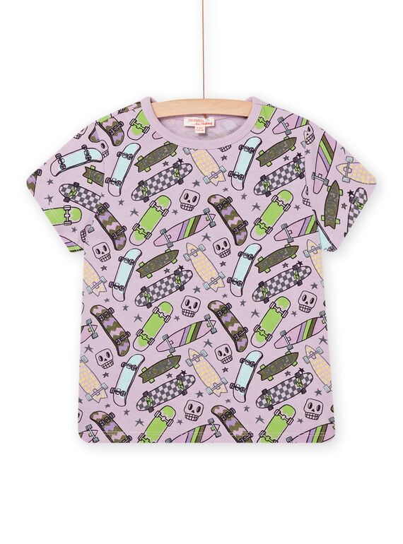 Pink skateboard print short sleeve t-shirt POKATI / 22W902L1TMCH706