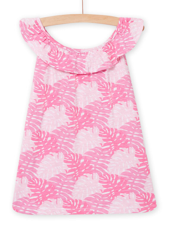 Pink ruffled tank top child girl foliage print NAJODEB6 / 22S901C2DEB000
