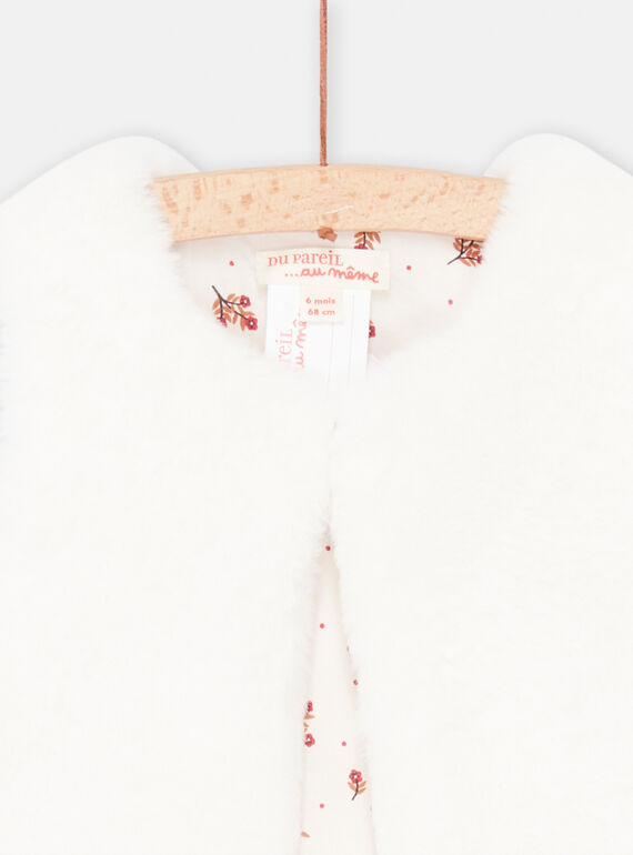 Baby Girl Ecru Faux Fur Cardigan SIWAYCAR / 23WG09S1CAR001