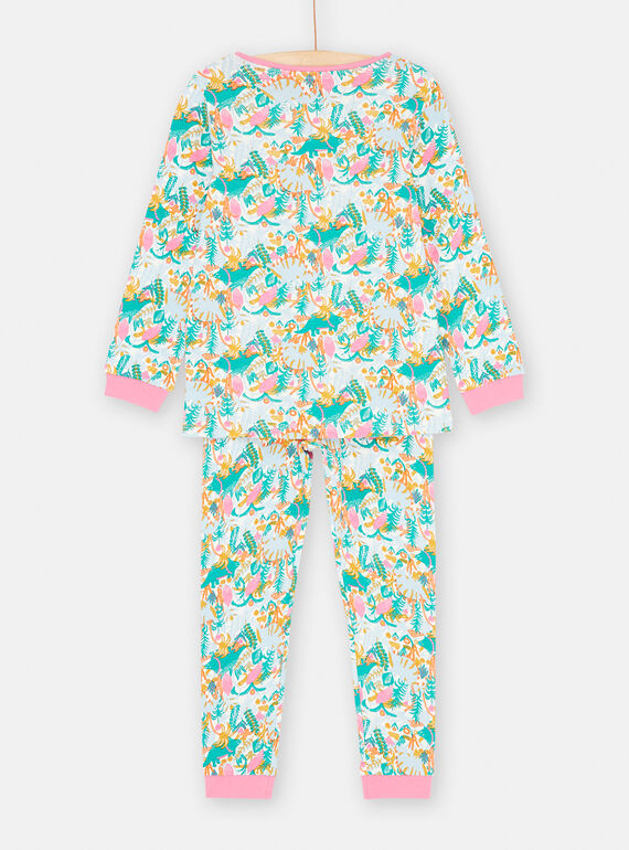 Girl's ecru tropical print pyjama SEFAPYJDIN / 23WH1142PYJ001