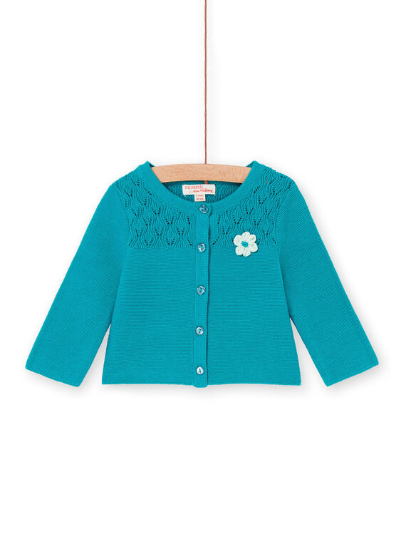 Baby girl turquoise openwork knit vest LIVERCAR / 21SG09Q1CARC216