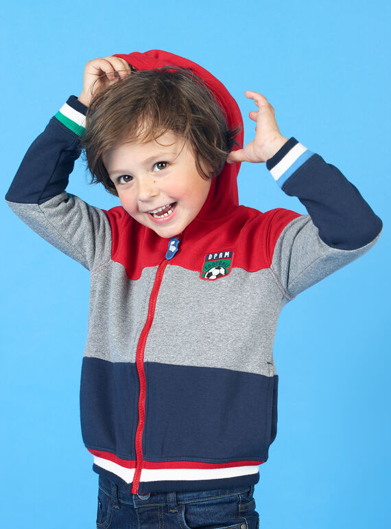 Red and gray striped hoodie boy boy boy LOHAGIL / 21S902X1GIL050