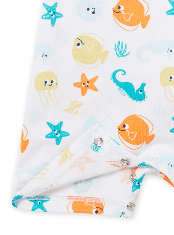 White jumpsuit with sailor print baby boy NEGAGREPOI / 22SH14H3GRE000