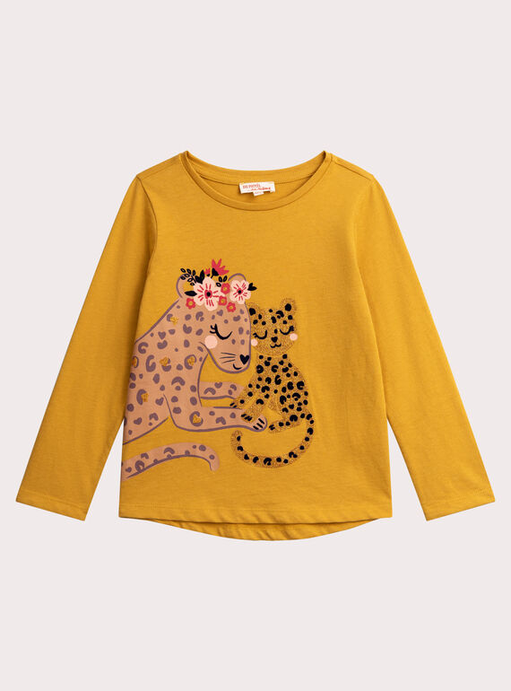 Leopard animation T-shirt with sequins for girls  VABATEE1 / 24W901Q2TMLB106