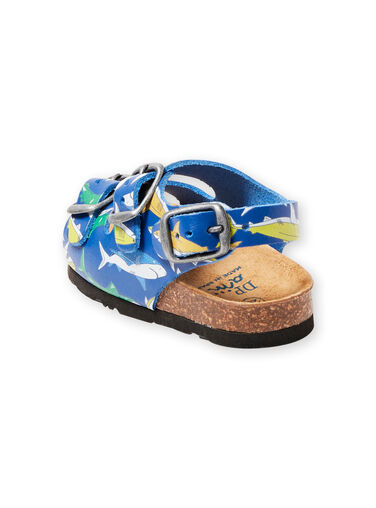 baby boy navy blue sandals with shark print LBGNUREQUIN / 21KK385CD0E070
