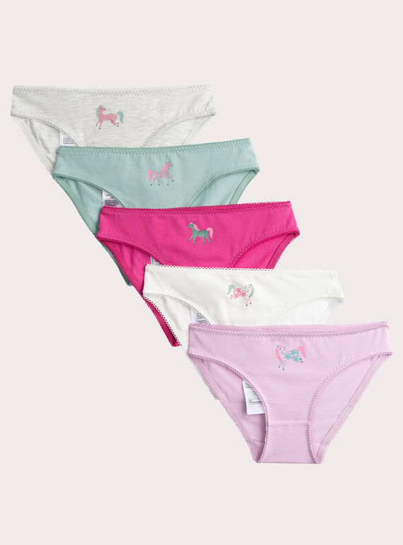 Set of 5 unicorn pattern panties for girls VEFALOTSEM2 / 24WH1185D5L001