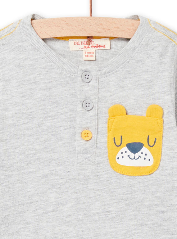 Grey t-shirt baby boy dog animation NUJOTUN4 / 22SG1071TML943