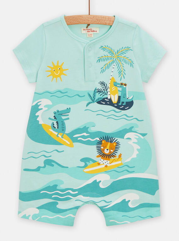 Blue jumpsuit with surfer animal motifs for baby boys TUPLACOM / 24SG10S1CBL000
