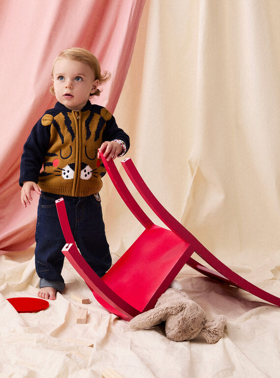 Tiger animated knitted vest for baby boy  VUKOGIL / 24WG1031GILB101