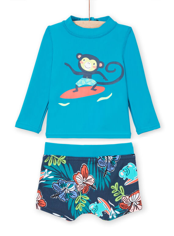 Baby Boy's UV Shirt and Boxer Set in Turquoise LYUENS / 21SI10DBMAI202