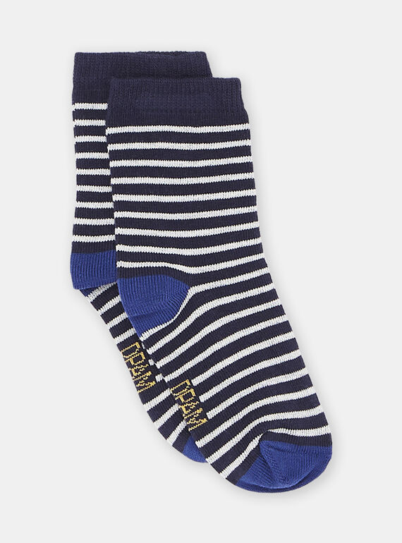 Baby boy dark blue striped socks SYUJOCHOR1 / 23WI10B7SOQ622