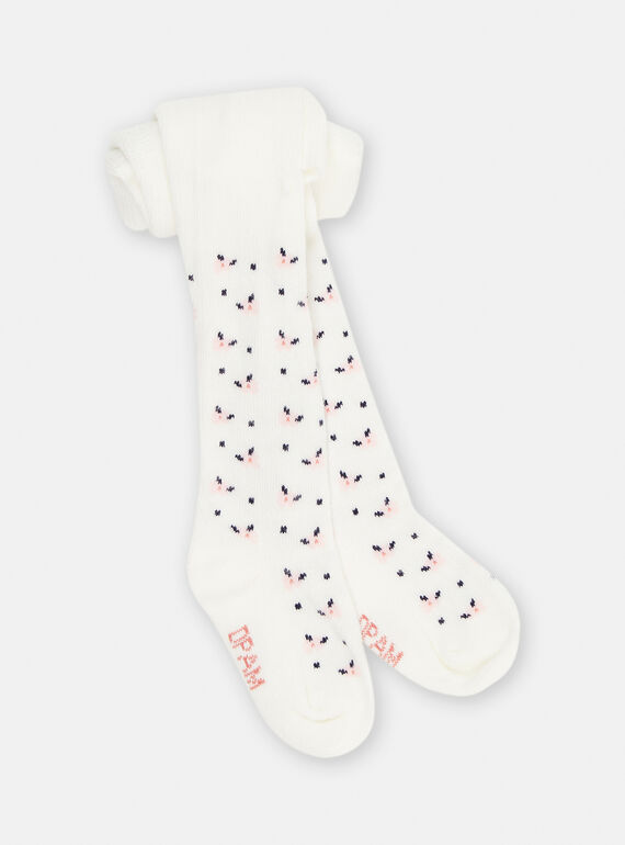 Baby girl's ecru floral tights SYIJOCOL1 / 23WI09M6COL001