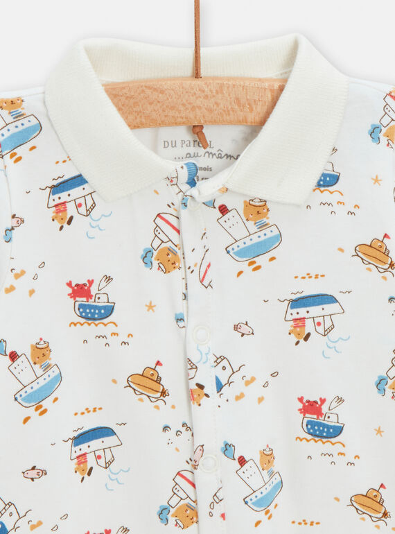 Off-white romper with boat print TOU2GRE1 / 24SF04I1GREA001